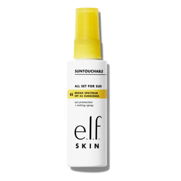ELF Suntouchable! Protector solar SPF 45 de amplio espectro + spray de maquillaje transparente
