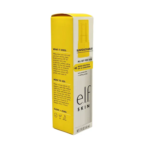 ELF Suntouchable! Protector solar SPF 45 de amplio espectro + spray de maquillaje transparente - Vista 3